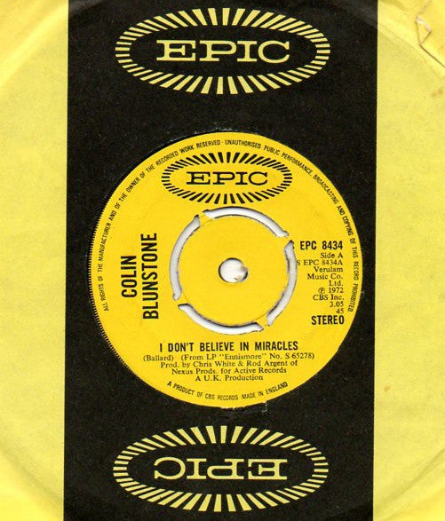 Colin Blunstone - I Don't Believe In Miracles (7", Single)