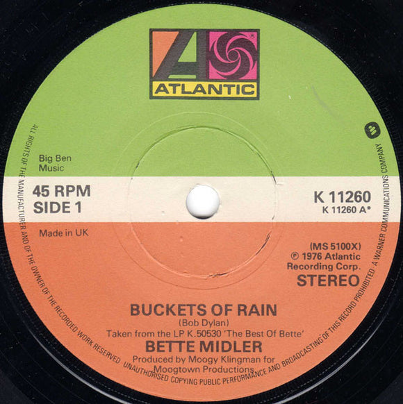 Bette Midler - Buckets Of Rain / La Vie En Rose (7