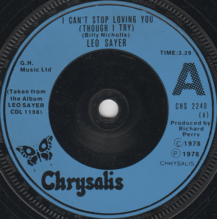 Leo Sayer - I Can't Stop Loving You (Though I Try) (7", Single, Inj)