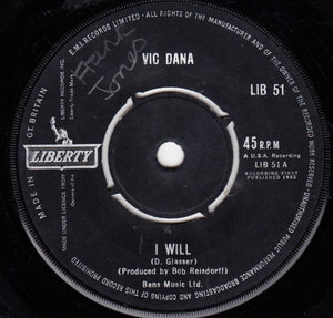 Vic Dana - I Will / Proud (7", Single)