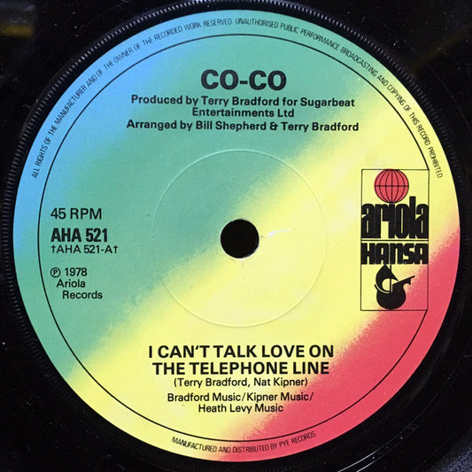 Co-Co* - I Can't Talk Love On The Telephone Line (7", Sol)