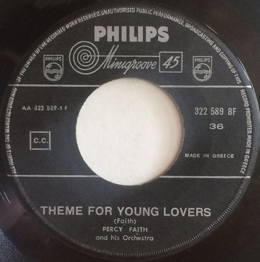 Percy Faith And His Orch.* - Theme For Young Lovers (7", Single)