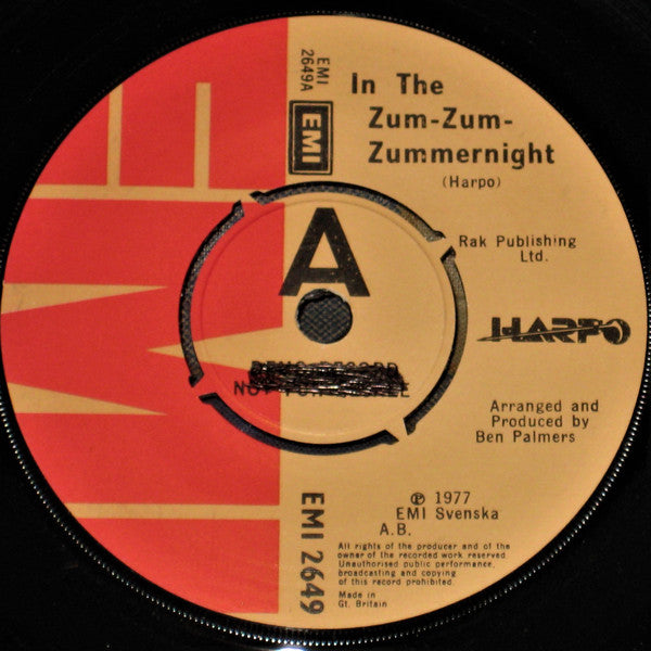 Harpo - In The Zum-Zum-Zummernight (7", Promo)