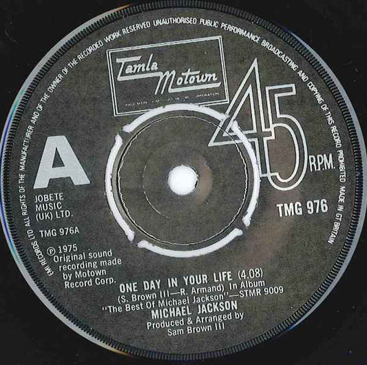 Michael Jackson - One Day In Your Life (7", Single, Kno)