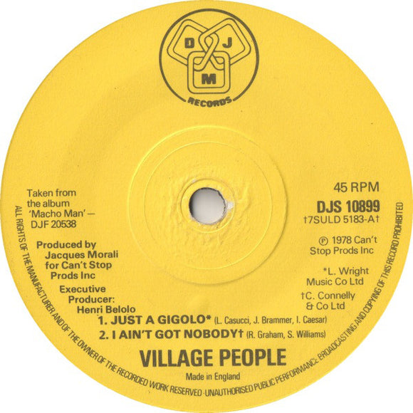 Village People - Just A Gigolo / I Ain't Got Nobody (7