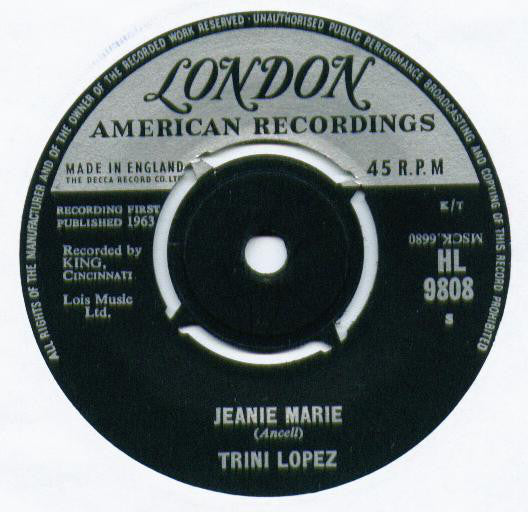 Trini Lopez - Love Me Tonight / Jeanie Marie (7", Single)