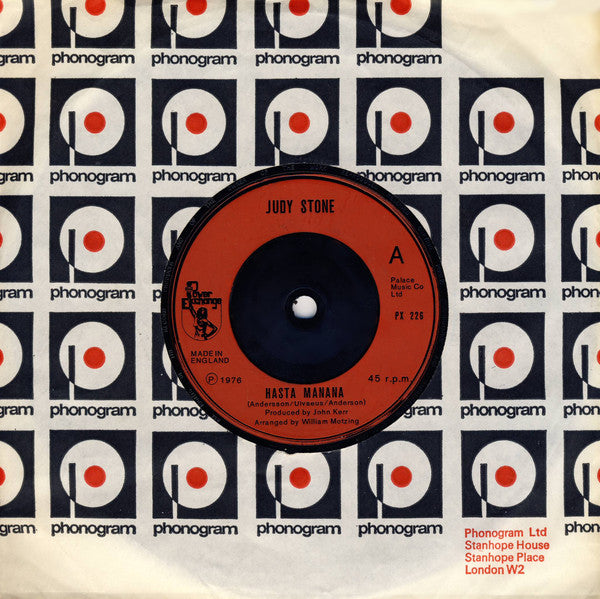Judy Stone - Hasta Manana (7", Single, Red)