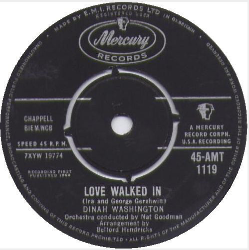 Dinah Washington - Love Walked In (7", Single)