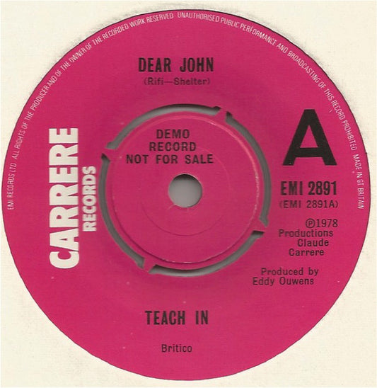 Teach-In - Dear John (7", Promo)
