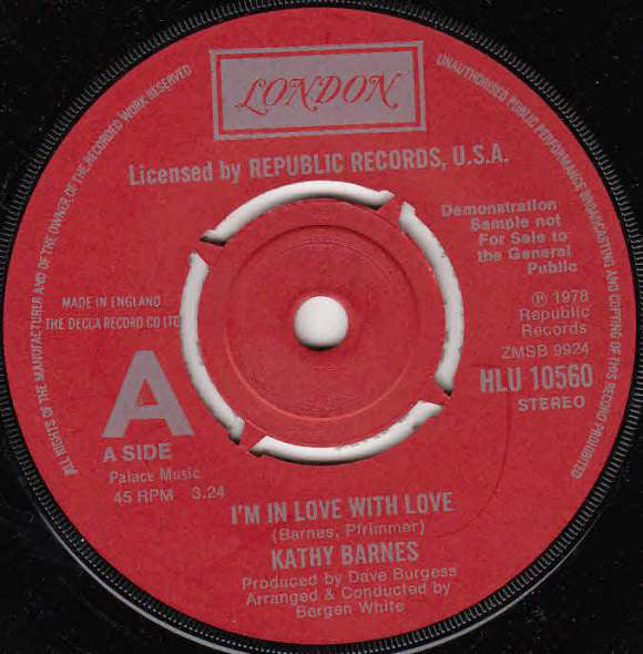 Kathy Barnes - I'm In Love With Love (7", Promo)