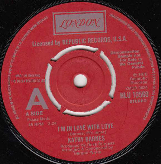 Kathy Barnes - I'm In Love With Love (7", Promo)