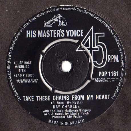Ray Charles - Take These Chains From My Heart (7", Single)