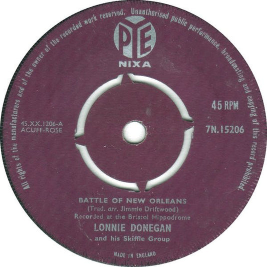 Lonnie Donegan And His Skiffle Group* - Battle Of New Orleans (7", Single)