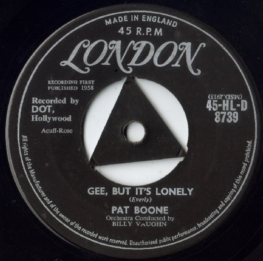 Pat Boone - Gee, But It's Lonely / For My Good Fortune (7", Single)