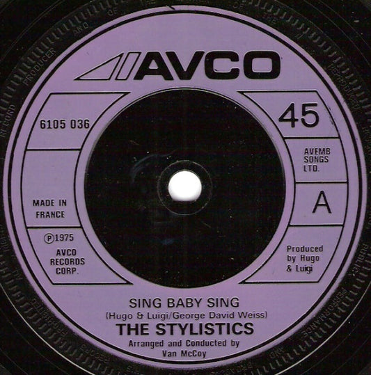 The Stylistics - Sing Baby Sing (7", Single, Fre)