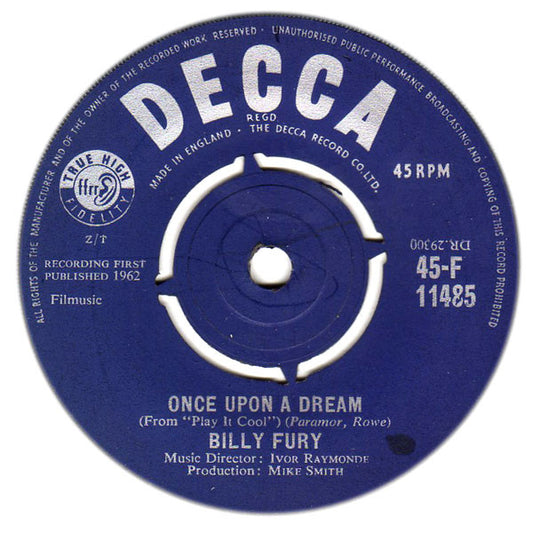Billy Fury - Once Upon A Dream (7", Single)