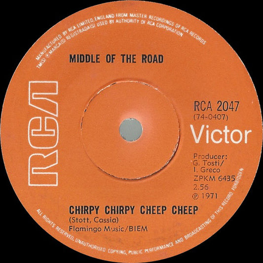Middle Of The Road - Chirpy Chirpy Cheep Cheep (7", Single, Sol)
