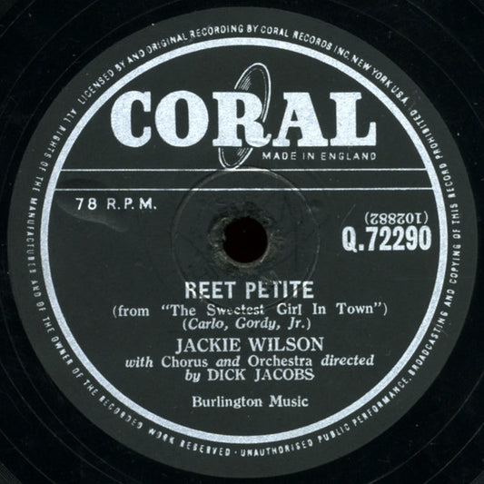 Jackie Wilson - Reet Petite / By The Light Of The Silvery Moon (Shellac, 10", Single)