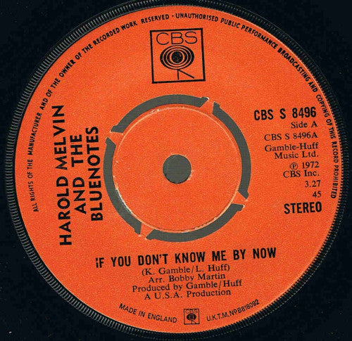 Harold Melvin And The Bluenotes* - If You Don't Know Me By Now (7", Single, Pus)