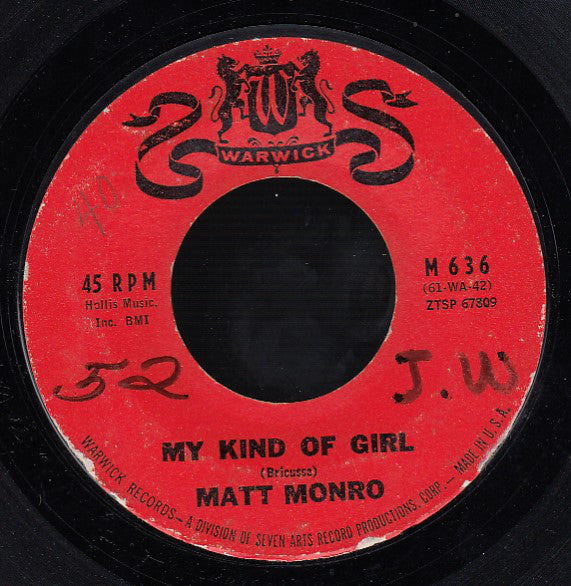 Matt Monro - My Kind Of Girl / This Time (7")