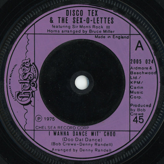 Disco Tex & The Sex-O-Lettes* - I Wanna Dance Wit' Choo (Doo Dat Dance) (7")