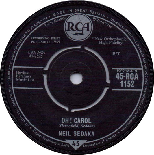 Neil Sedaka - Oh! Carol (7", Single, Fou)