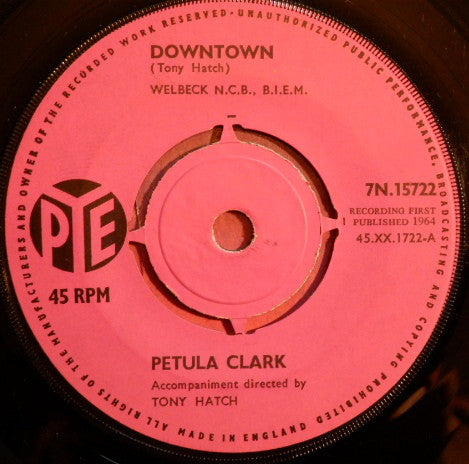 Petula Clark - Downtown (7", Single, Kno)