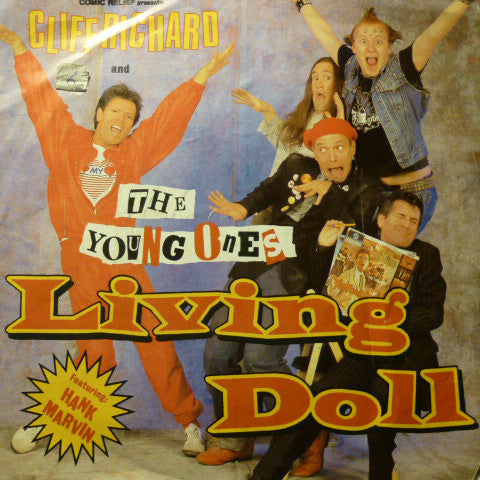 Comic Relief Presents Cliff Richard And The Young Ones Featuring Hank Marvin - Living Doll (7", Single, Sil)