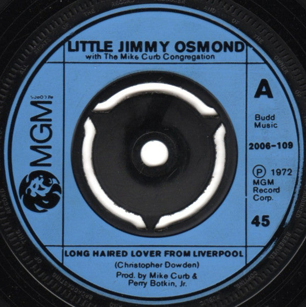 Little Jimmy Osmond - Long Haired Lover From Liverpool (7", Single, Inj)