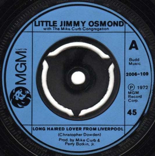 Little Jimmy Osmond - Long Haired Lover From Liverpool (7", Single, Inj)