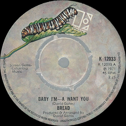 Bread - Baby I'm—A Want You (7", Single, Kno)