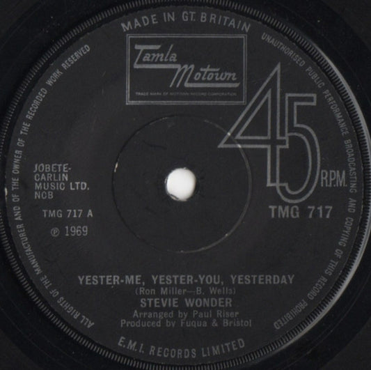 Stevie Wonder - Yester-Me, Yester-You, Yesterday / I'd Be A Fool Right Now (7", Single, Sol)
