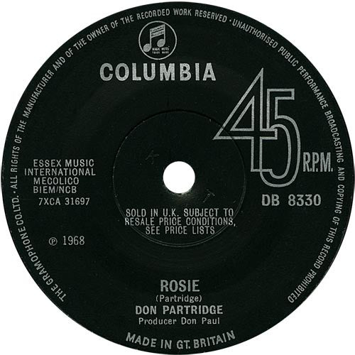 Don Partridge - Rosie (7", Sol)