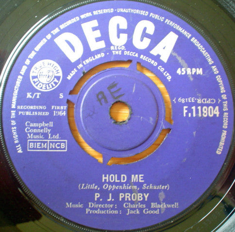 P.J. Proby - Hold Me (7")