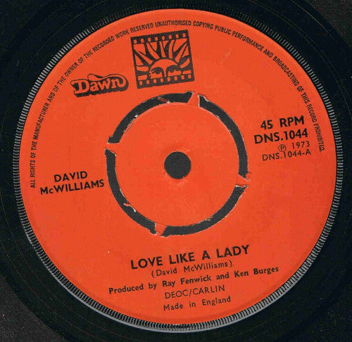 David McWilliams - Love Like A Lady (7")