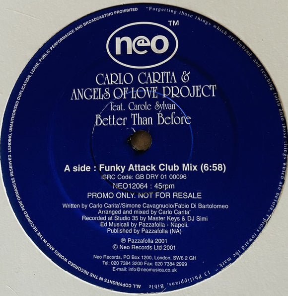 Carlo Carita & Angels Of Love - Better Than Before (12