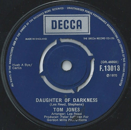Tom Jones - Daughter Of Darkness (7", Single)
