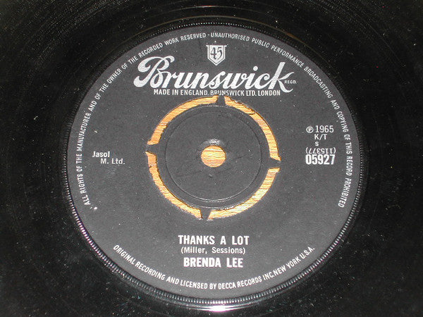 Brenda Lee - Thanks A Lot (7")