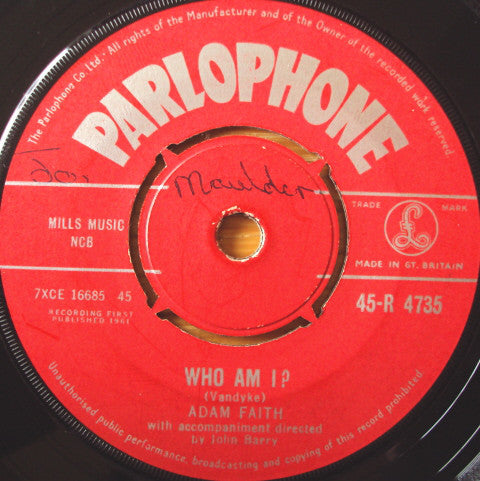 Adam Faith With John Barry & His Orchestra - Who Am I? / This Is It (7