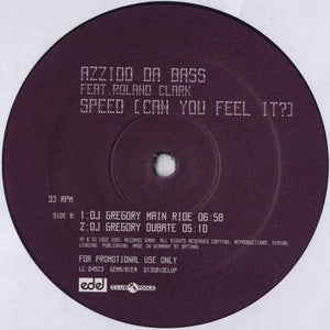 Azzido Da Bass Feat. Roland Clark - Speed (Can You Feel It?) (12", Promo)