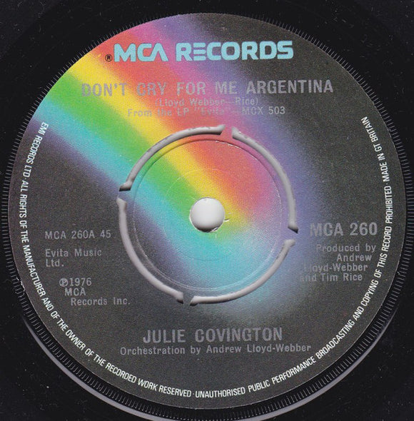 Julie Covington - Don't Cry For Me Argentina (7