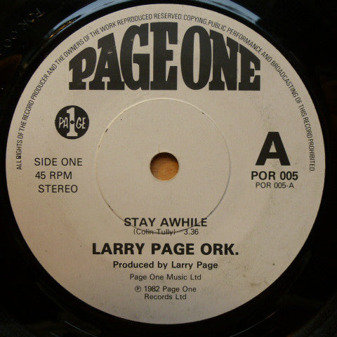 Larry Page Ork.* - Stay Awhile / Late Nights (7