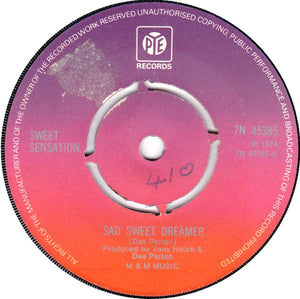 Sweet Sensation (2) - Sad Sweet Dreamer (7", Single, Pus)