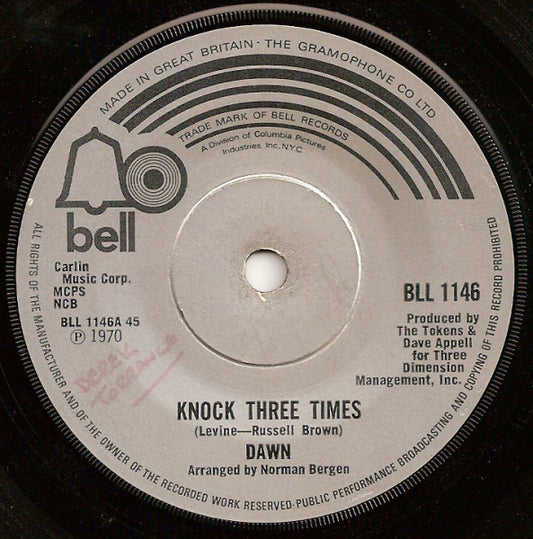 Dawn (5) - Knock Three Times (7", Single, Sol)