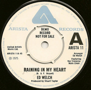 Ed Welch - Raining In My Heart (7", Single, Promo)