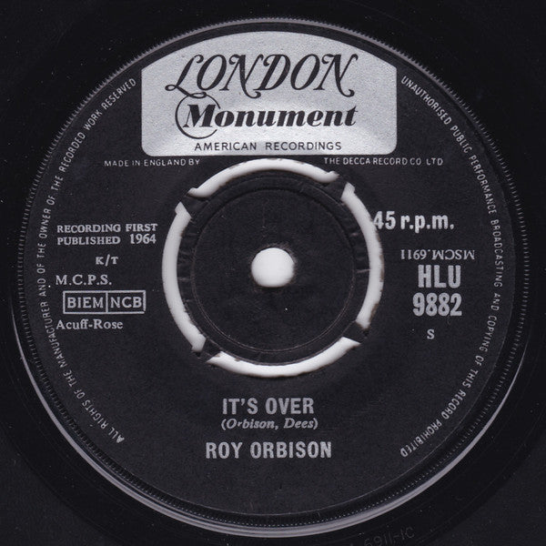 Roy Orbison - It's Over (7", Single)