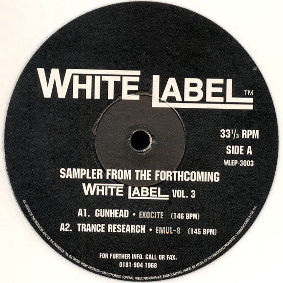 Various - Sampler From The Forthcoming White Label Vol. 3 (12