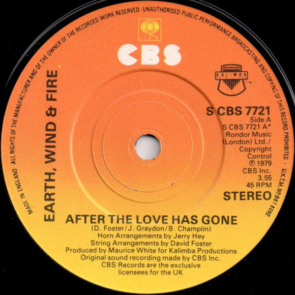 Earth, Wind & Fire - After The Love Has Gone (7", Single, Pap)