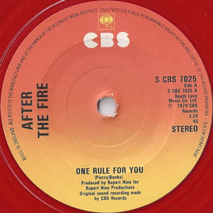 After The Fire - One Rule For You (7", Single, Red)