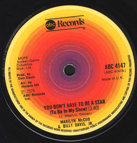 Marilyn McCoo & Billy Davis Jr. - You Don't Have To Be A Star (To Be In My Show) (7", Single)
